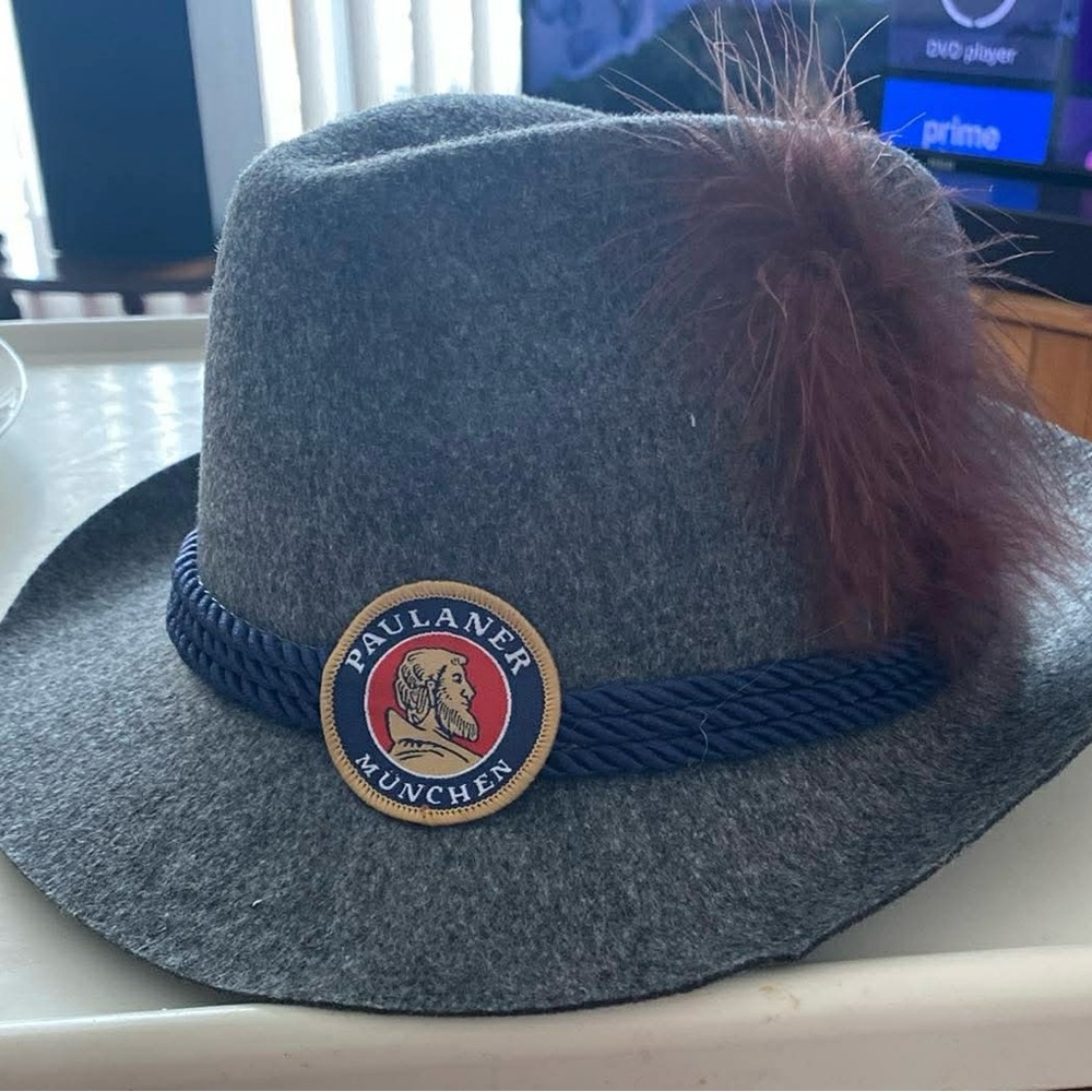 Gray Fedora Hat with Blue Band